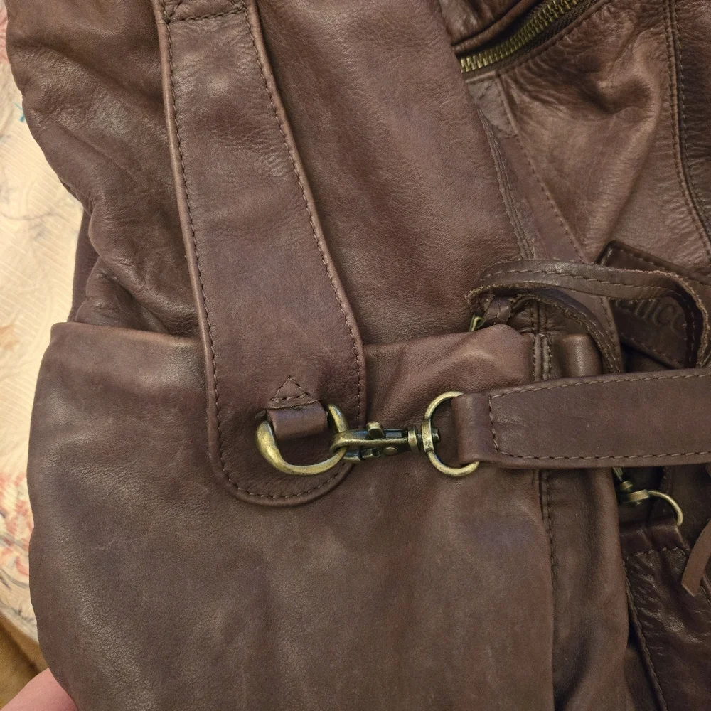 Vintage Latico Brown Leather Backpack Bag Purse With Tassels - Picture 4 of 13